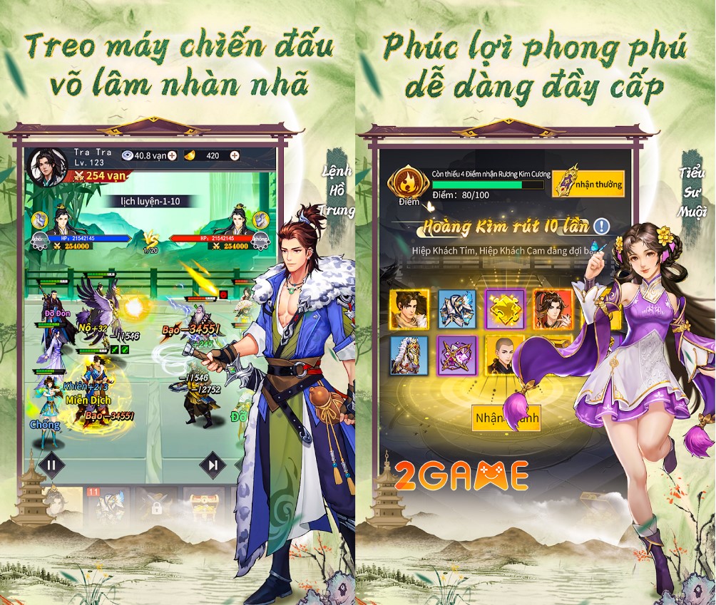 Lối chơi đơn giản chuẩn phong cách IDle RPG trong game Đại Hiệp Phong Vân