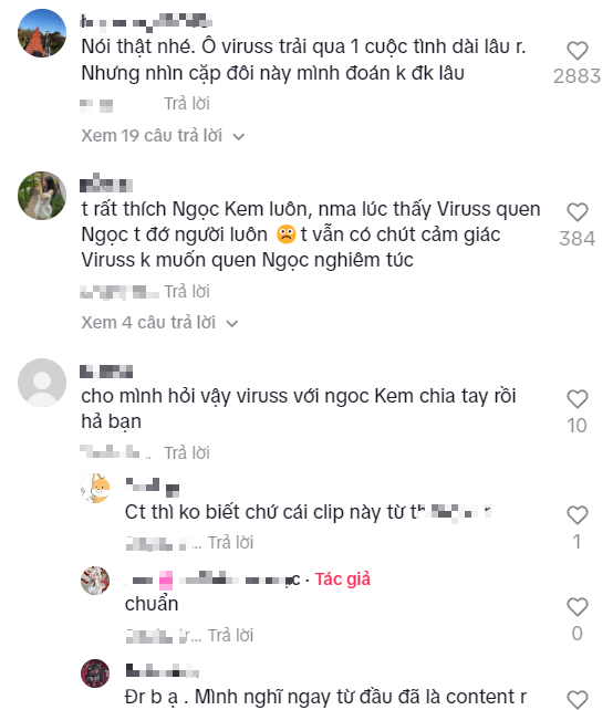 ViruSs và Ngọc Kem bất ngờ lên tiếng tin tồn rạn rứt