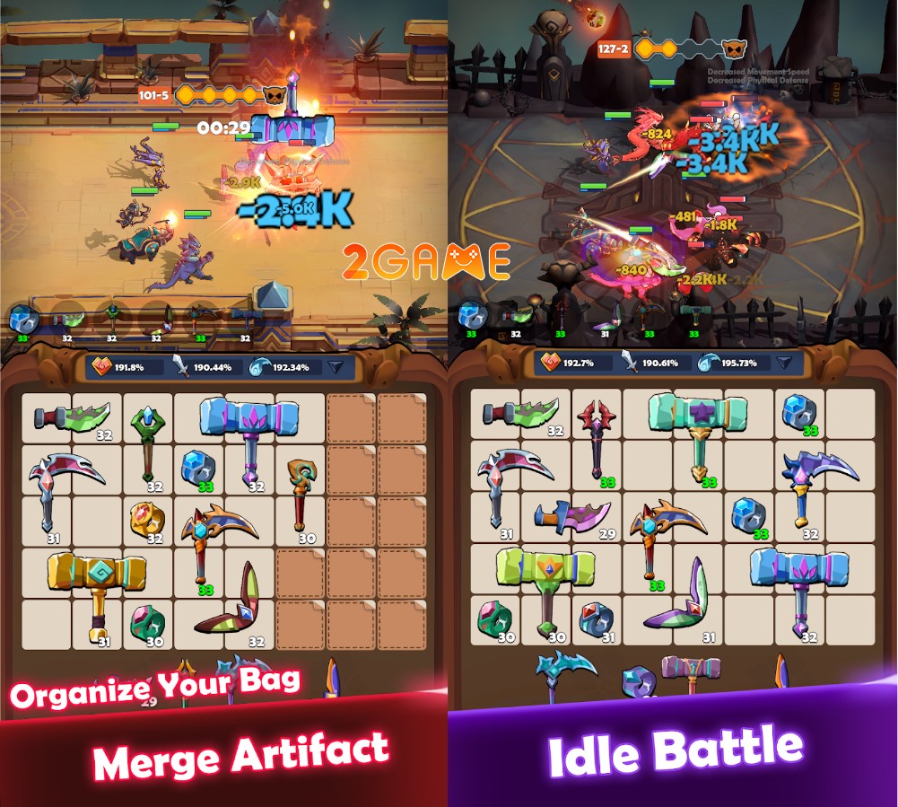 Ghép đủ loại trang bị khác nhau trong game  Idle Bag Master Merge Fantasy