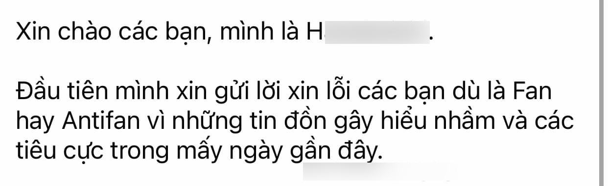 Bài đăng xin lỗi của nữ streamer H.