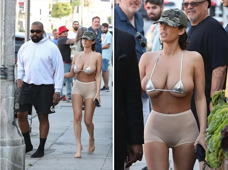 Vợ Kanye West gây sốt khi diện bikini siêu nhỏ dạo phố