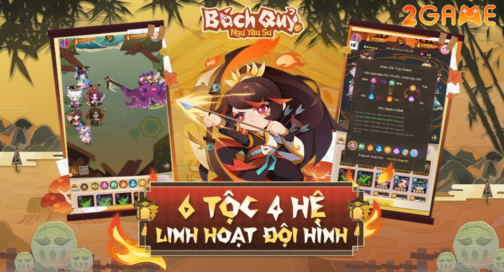 Lối chơi đậm chất chiến thuật với 6 tộc 4 hệ trong game Bách Quỷ Ngự Yêu Sư