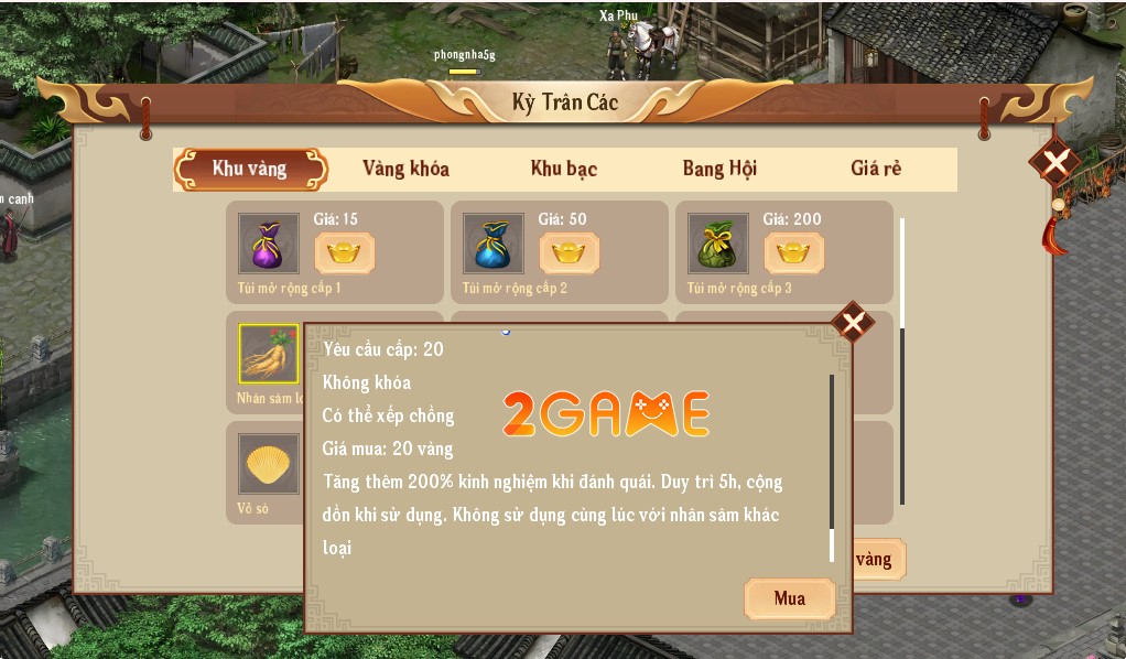 Hướng dẫn cày kinh nghiệm bằng cách "cắn" nhân sâm trong game Thập Diện Mai Phục