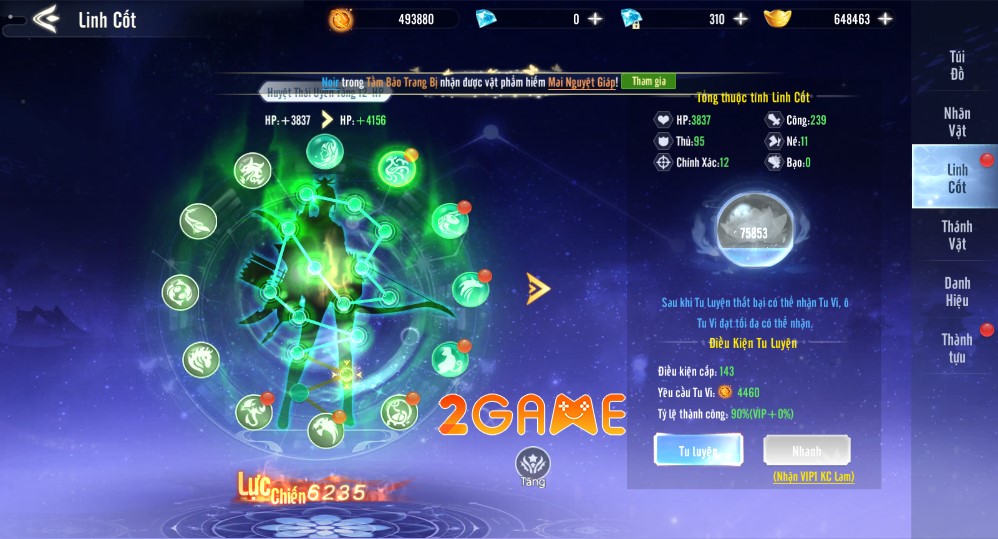 Tính năng Linh Cốt độc đáo trong game  Thục Sơn Thiên Hạ Chiến
