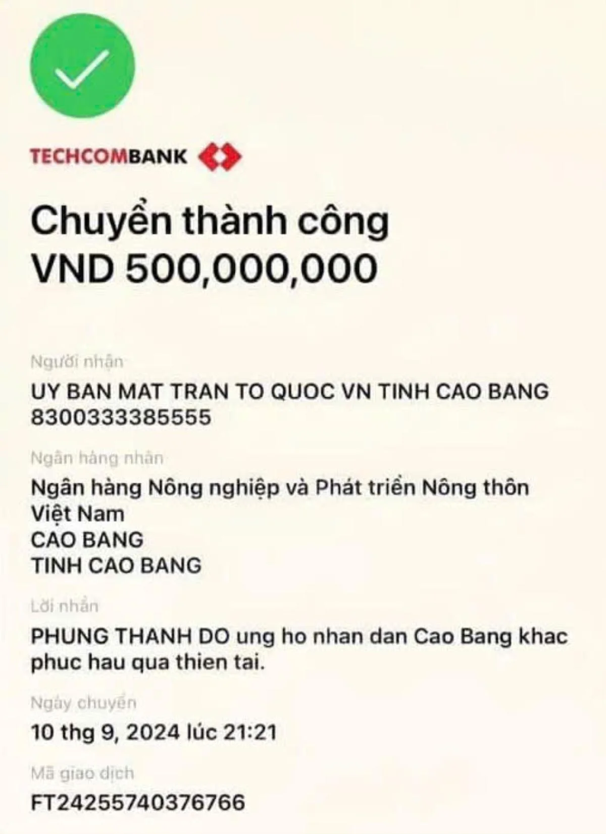 Độ Mixi chuyển khoản nửa tỷ hỗ trợ người dân Cao Bằng hậu bão YaGi