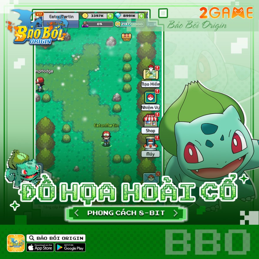 Đồ họa 8bit cổ điển của Bảo Bối Origin