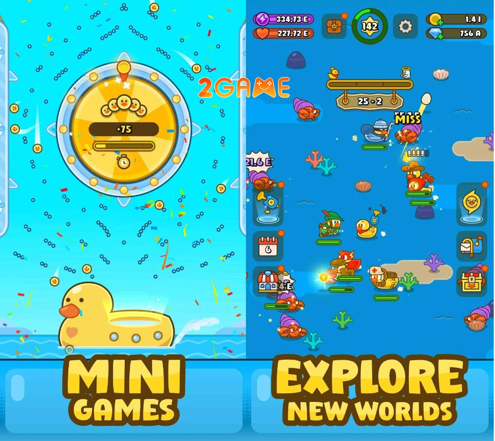 Rubber Duck: Idle Squad Game Khám phá thế giới vịt cùng các mini game giải trí