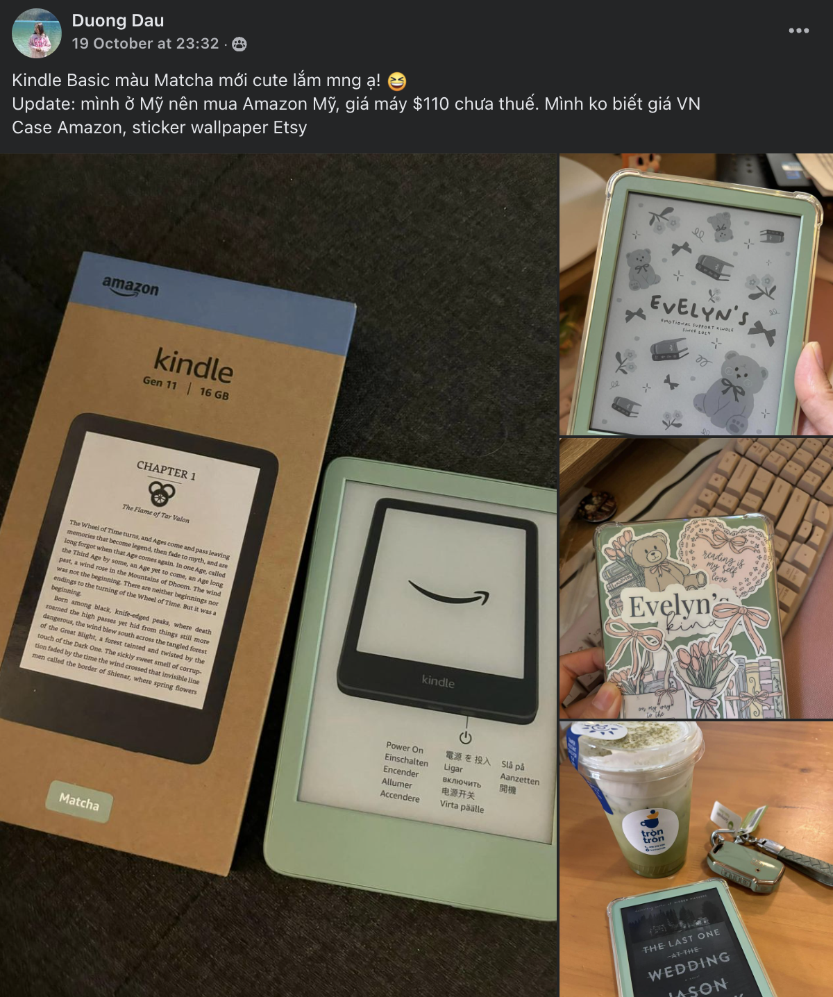 Cận cảnh chiếc Kindle màu xanh Matcha