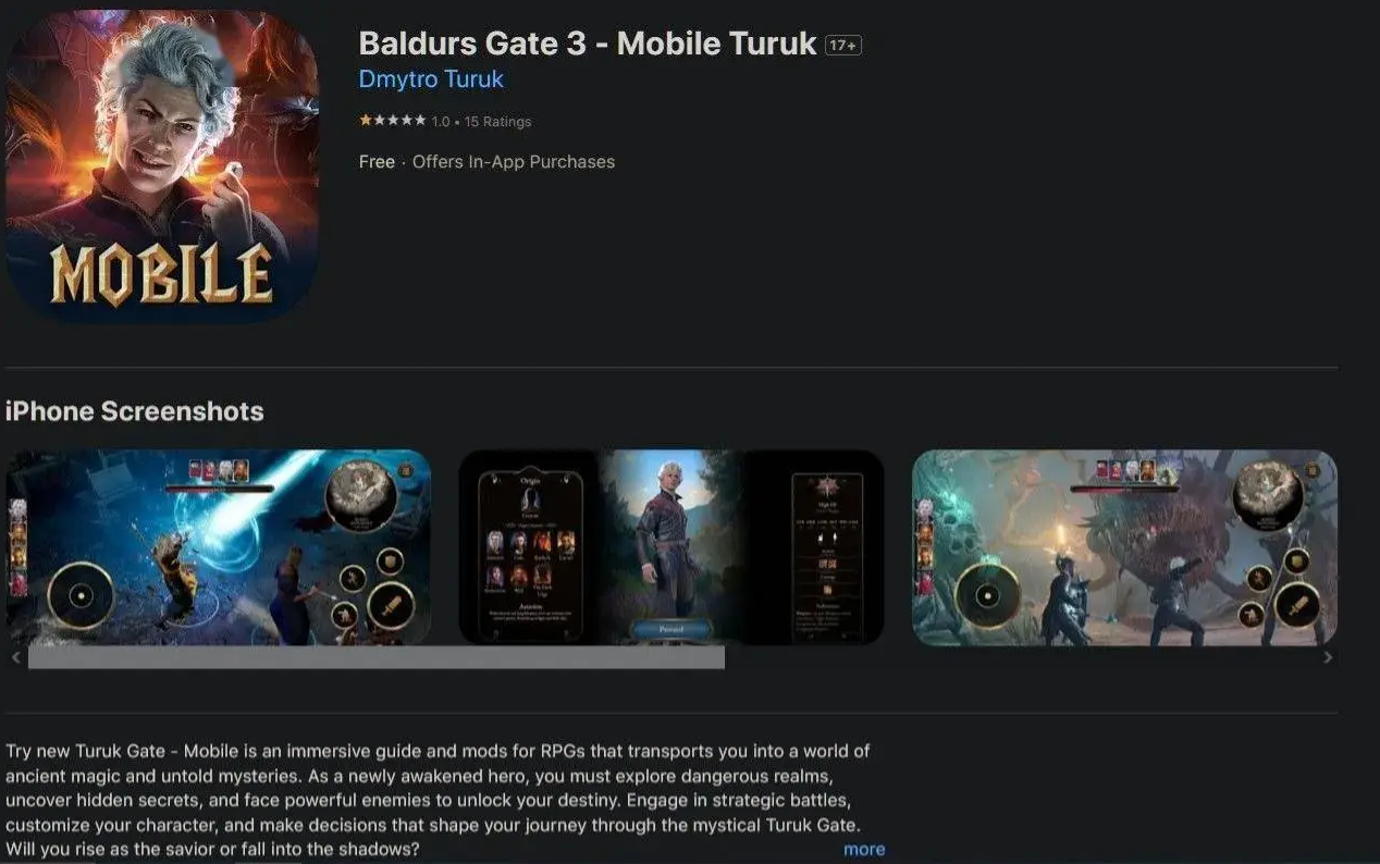 Xuất hiện một phiên bản game di động lấy tên Baldur's Gate 3, game thủ cần hết sức cảnh giác- Ảnh 2.