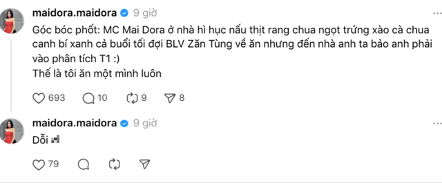 Mai Dora hậm hực, nửa đêm đăng trạng thái "bóc phốt" ông xã BLV Văn Tùng- Ảnh 2.